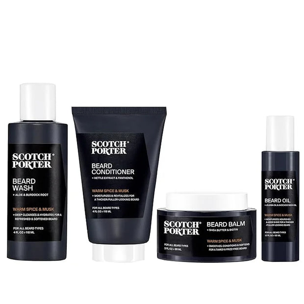 Scotch Porter Beard Kit – Cleanse, Moisturize, Soothe & Style Coarse, Dry Facial Hair for a Fuller/Healthier-Looking Beard...