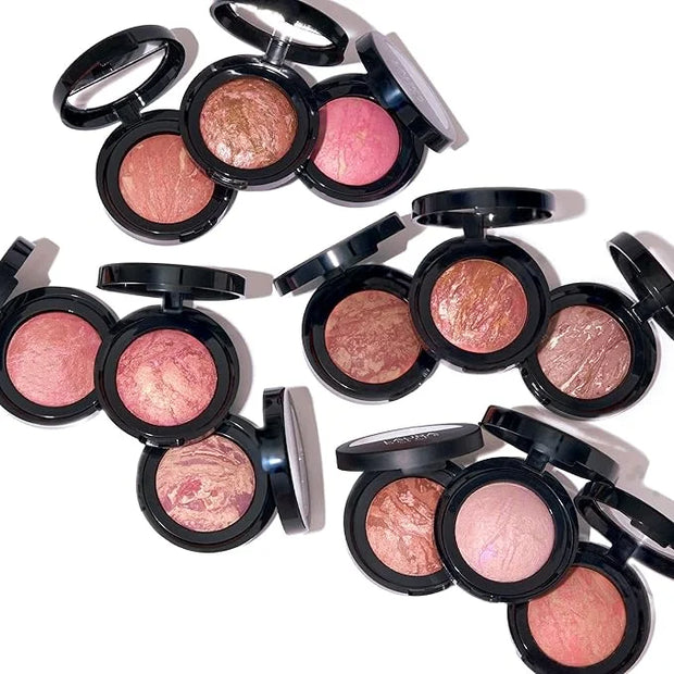 LAURA GELLER NEW YORK Baked Blush-n-Brighten Marbleized Blush + Angled Brush (02 Pink Buttercream, 47mm) - Product Image