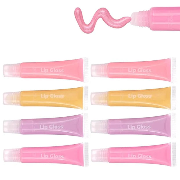 EXPRESSIONS 8pc Lip Gloss Set - Flavored Squeeze Tube Lip Glosses Value Pack, Daisy Lip Gloss in Assorted Fruity Flavors -...