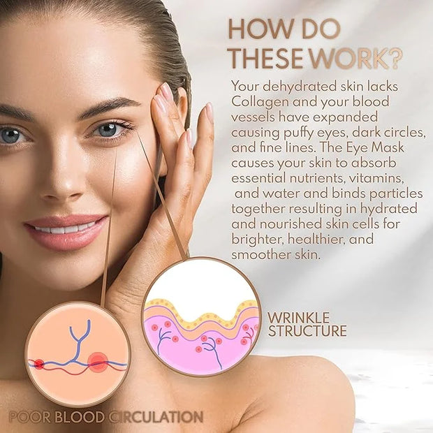 Under Eye Anti-Aging Eye Mask Collagen Patch Treatment for Minimizing Wrinkles, Puffy Eyes, Eye Bags, Dark Circles, Fine L...
