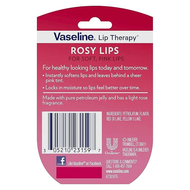 Vaseline Lip Therapy Rosy Lips 6-Pack – Moisturizing Lip Balm for Very Dry Lips in Mini Jars, 0.25 Oz Ea - Product Image