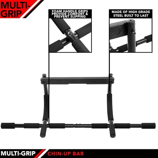 JFIT Multi-Grip Chin-Up Bar with 12 Padded Grips 300 LB - Product Image