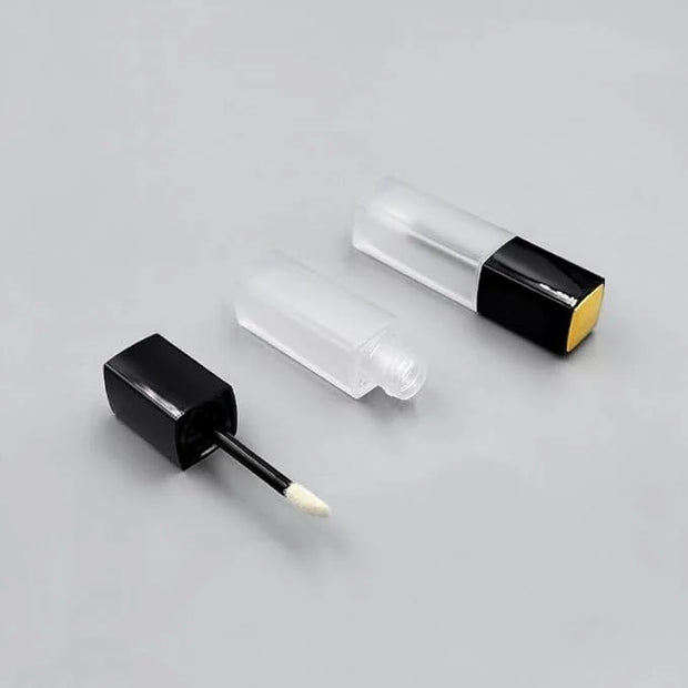 3 Pcs 5ml Frosted Glass Lip Gloss Tubes Refillable Square Lip Glaze Containers with Wands and Stoppers Mini Lip Balm Bottl...