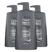 DOVE MEN + CARE Shampoo Charcoal + Clay 3 Count For Healthy-Looking Hair Naturally Derived Plant Based Cleansers 25.4 oz -...