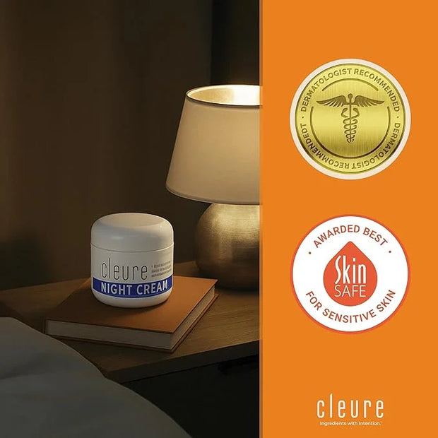 Cleure Hyaluronic Acid & Shea Butter Anti-Aging Night Cream for Sensitive Skin, Gluten, Salicylate, Paraben & Fragrance Fr...