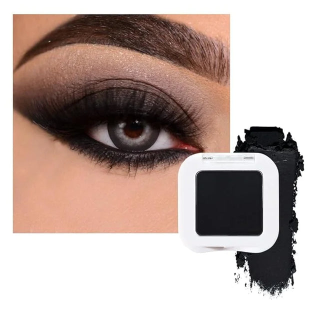evpct Matte Deep Black Single Eye Shadow Palette Makeup for Older Women, Dark Black Cream Eye shadow Palette Single for Ol...