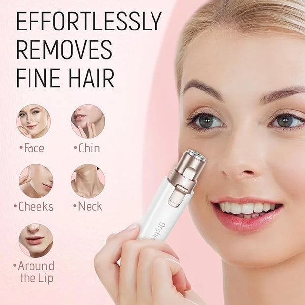 Rechargeable Facial Hair Remover for Women: 2-in-1 Device for Shaping Eyebrows and Removing Face Peach Fuzz (Pearl White) ...