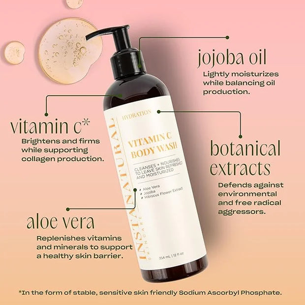 InstaNatural Vitamin C Body Wash, Moisturizing Shower Gel Cleanser for Women & Men, Deeply Cleanses & Balances, Brightens,...