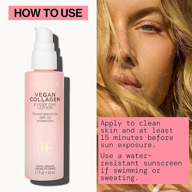 Pacifica Face Moisturizer - Vegan Collagen Face Lotion SPF 30 Broad Spectrum Sunscreen Every Day Face Lotion, UVA/UVB Prot...