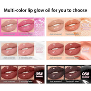 Hydrating Lip Glow Oil for Women, Color Changed Lip Plumper Gloss Moisturizing Nourishing Black Big Brush Head Lip Oil Smo...