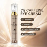 5% Caffeine Eye Serum with 360°Massage Ball for Puffiness, Fine Lines & Wrinkles - Anti-Aging, Hydrating Formula with Hyal...