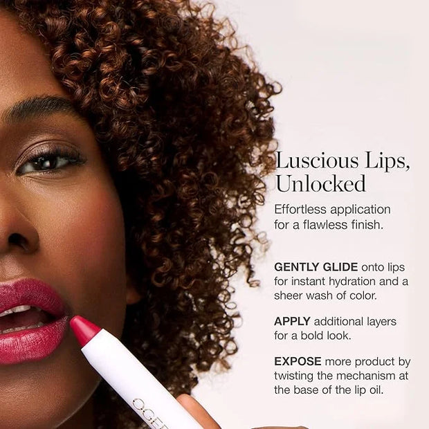 Ogee Tinted Sculpted Lip Oil - Lip Stain Made with 100% Organic Coconut Oil, Jojoba Oil, and Vitamin E - Best as Lip Balm,...