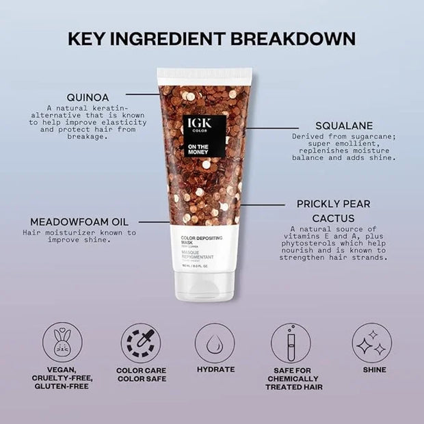 IGK Hair Gloss Toner & Color Depositing Mask | Coopery Semi-Permanent | Vegan + Cruelty Free | On The Money - Product Image