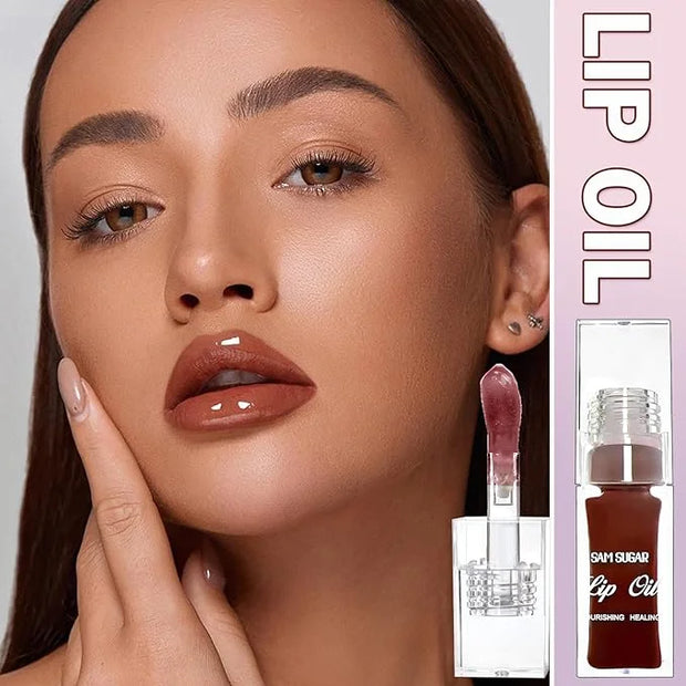 Sulily Glow Lip Oil,Pink Nourishing Tinted Lip Gloss,Plumping No-Sticky for Transparent High-shine Finish,Accumulate Jojob...