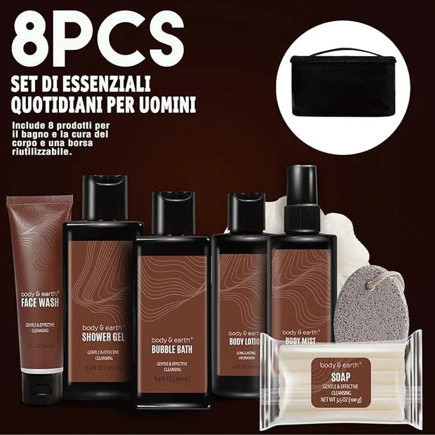 Bath and Body Gift Baskets for Men Body & Earth Sandalwood Mens Bath Set with Body Lotion, Face Wash, Shower Gel, Bubble B...
