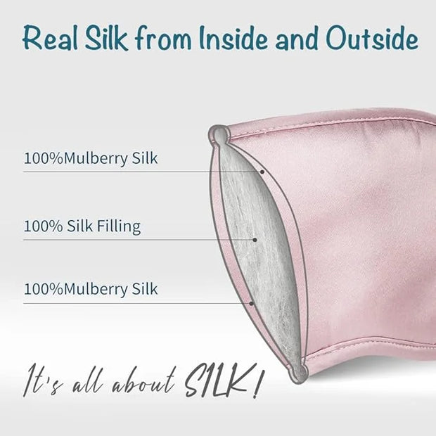 Lulusilk Silk Sleep Mask and Cap Set - Pink Silk Eye Mask and Bonnet Scrunchie Set - Product Image