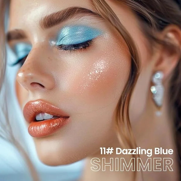 evpct Dazzling Blue Shimmer Cream Eye Shadow Brightener Sticks Set for Eyes, Blue Shimmery Matte Pencil Eye shadow Applica...