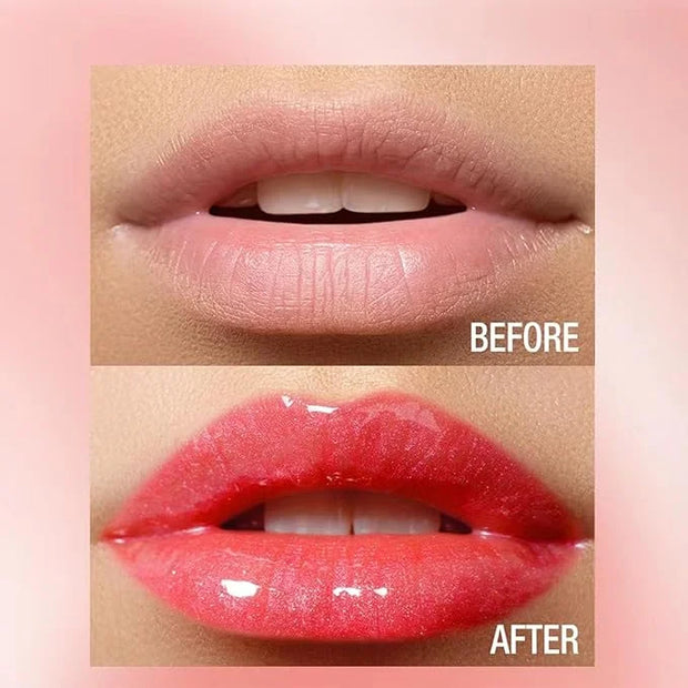 2 in 1 Red lip gloss Lip Plumper Gloss Tinted Glitter Shimmer Lipgloss Lipstick Moisturizing High Shine And Vegan Plumping...