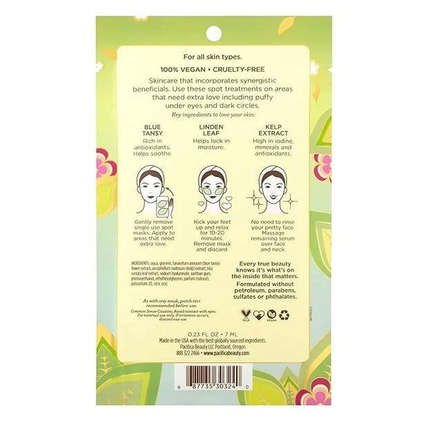Pacifica Undereye Spot Serum Mask – Leave Pretty Anti-Puff Eye Patches with Vitamin C & Kelp, Hydrating Under-Eye Masks fo...