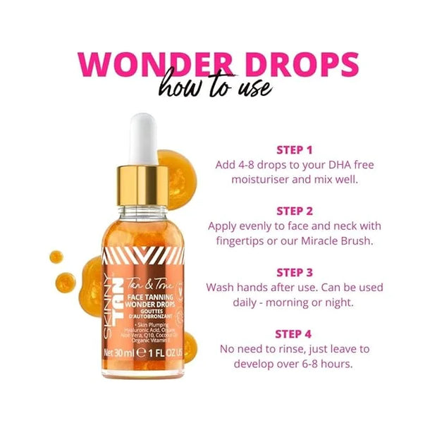 Skinny Tan Tan and Tone Self Tanning Drops for Your Face - Gradual Tan Drops Serum with Hyaluronic Acid - Transforms Skinc...