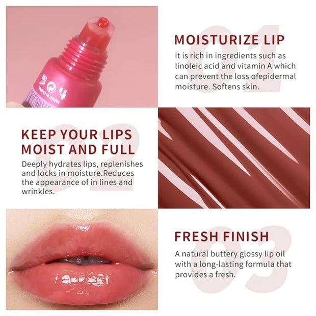 5 Colors Lip Balm Butter,Hydrating Lip Gloss Set,Plumping Lip Glow Oil,Nourishing Lip Care Repair Lip Mask with Natural In...