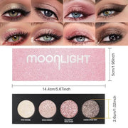 Shiny Highlight Eyeshadow Palette 4 Colors, Cosmetics Shimmer Palette, Cruelty-Free and Vegan Formula, Glitter Eyeshadow f...