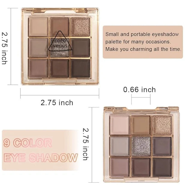 9 Colors Nude Eyeshadow Palette Makeup,Taupe Bronze Brown Matte Cream Eye Shadow,High Pigmented Natural Neutral Eyeshadow ...