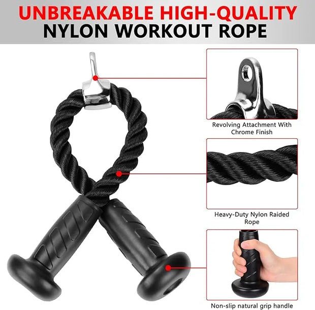 Hikeen Ergonomic Tricep Rope Cable Attachment with Anti-Slippery - Product Image