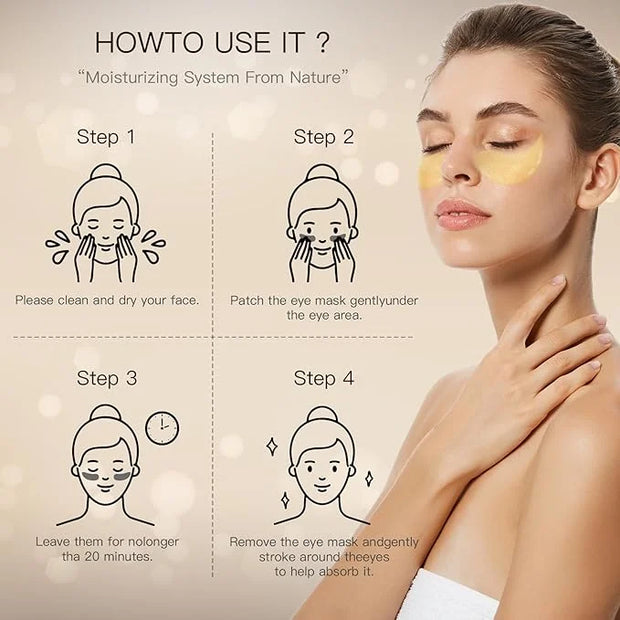 Under Eye Patches (24K Gold, 60PCS) - Under Eye Mask for Puffy Eyes, Fine lines, Dark Circles and Puffiness, Collagen Skin...