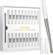 Dermaplaning Tool for Face Exfoliation, with 20 Replaceable Blades, Facial Shaver/Eyebrow Razor, Peach Fuzz Removal Eyebro...