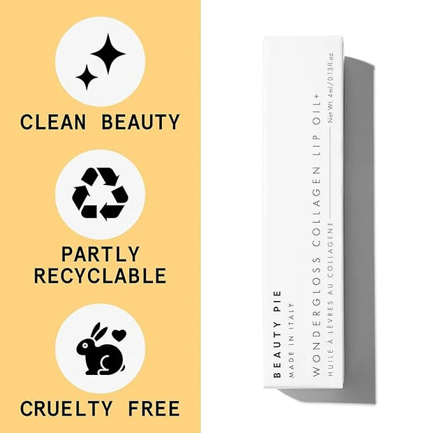 Beauty Pie Wondergloss Collagen Lip Oil + (Plum Naked) – Hydrating, Plumping, Non-Sticky Gloss with Collagen AC Micro-Vect...