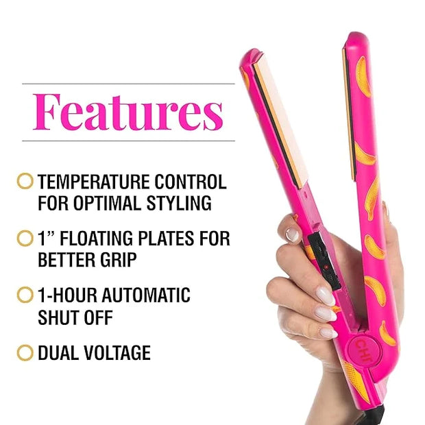 CHI Ceramic Series Flat Iron, Hair Straightener for Silky, Smooth Hair, 1" Iron, Going Bananas - Product Image