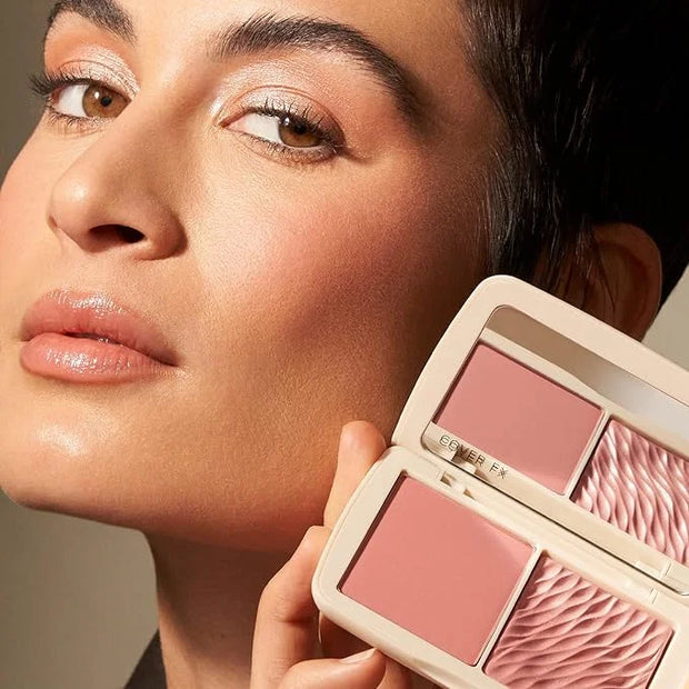 COVER FX Monochromatic Powder Blush Duo - Pink Dahlia: Soft Pink - Matte + Shimmer Finish - Create Custom, High Impact Col...