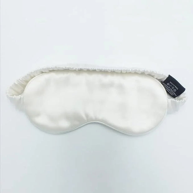 100% 22M Mulberry Silk Eye Mask. Full-Coverage, Soft and Comfortable, for Sleep Health and Skincare (White) - Product Image