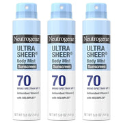 Neutrogena Ultra Sheer Body Mist Sunscreen Spray, Broad Spectrum SPF 70, Lightweight Spray Sunscreen, Non-Greasy & Water R...