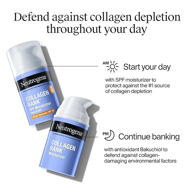 Neutrogena Collagen Bank Face Moisturizer with SPF 30 Sunscreen, Daily Anti-Aging Face & Neck Collagen Cream with Micro-Pe...