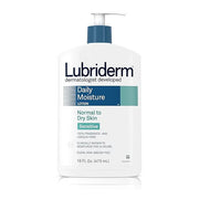 Lubriderm Daily Moisture Body Lotion for Sensitive, Dry Skin, Enriched with Vitamin B5, Dye and Lanolin Free, Unscented an...