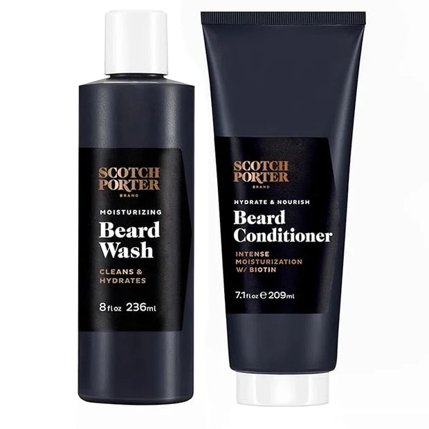 Scotch Porter Beard Wash & Conditioner Bundle – Cleanse, Moisturize, Hydrate & Soften Coarse, Dry Facial Hair while Encour...