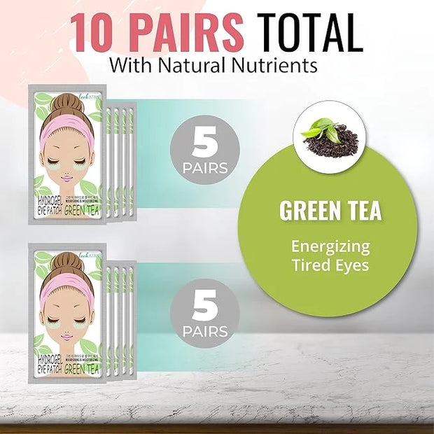 Look At Me Under Eye Patches (10 Pairs). Korean Skin Care Green Tea Hydrogel Eye Patch/Eye Pads. Dark Circle Remover and C...