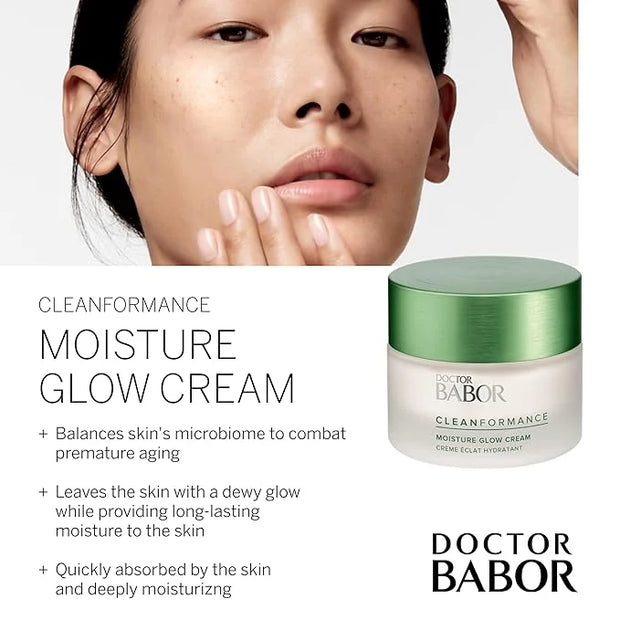 BABOR CLEANFORMANCE Moisture Glow Cream, Travel Daily Moisturizer with Light-Reflecting Pigments, Instant Glow and Hydrati...