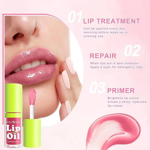 6 PCS Hydrating Lip Oil, Big Brush Head Lip Glaze Shiny Transparent Lip Glow Oil, Nourishing & Non-sticky Long Lasting Fre...
