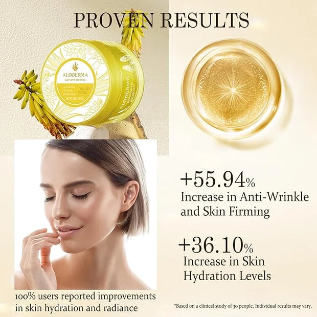 Aloderma Age-Defying 24K Gold Leaf Aloe Flower Essence Gel, Made within 12 Hours of Harvest - Luxurious Aloe Gel with Alla...