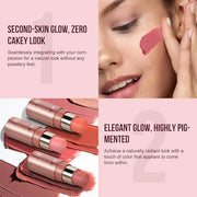 Multi-Use Makeup Cream Blush Stick, Unidollss 3-in-1 Buildable Powder Blush Stick for Cheeks, Eyes, and Lips, Hydrating fo...