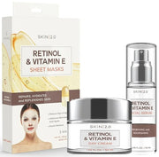 Retinol and Vitamin E Beauty Value Set - Serum, Moisturizer & Face Sheet Masks - Product Image