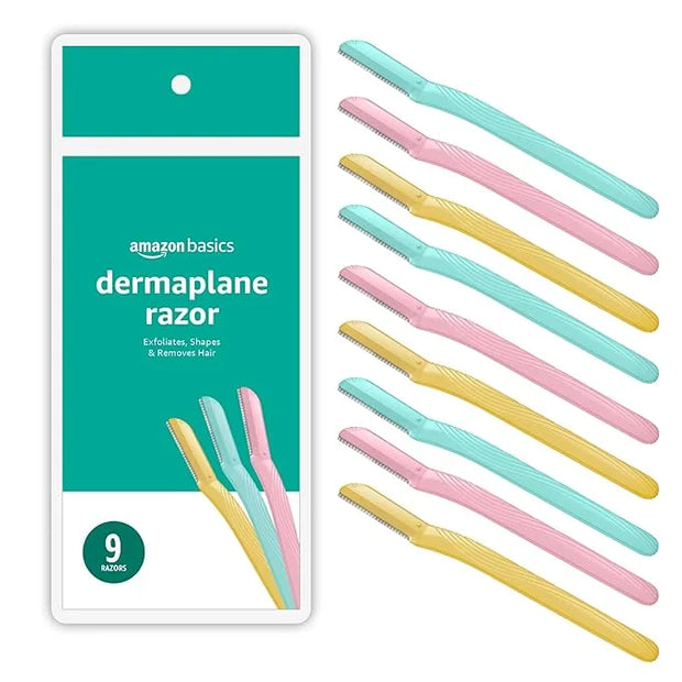 Amazon Basics Women's Multipurpose Exfoliating Dermaplaning Tool, Eyebrow & Facial Razor, Includes Blade Cover, Multicolor...