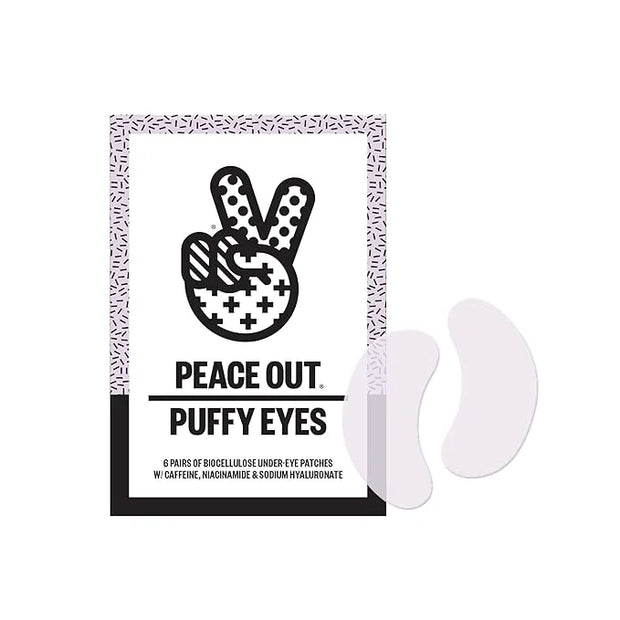 PEACE OUT Skincare Puffy Eyes, Biocellulose Under-Eye Mask, Minimize Puffiness & Tired Eyes with Caffeine and Niacinamide,...