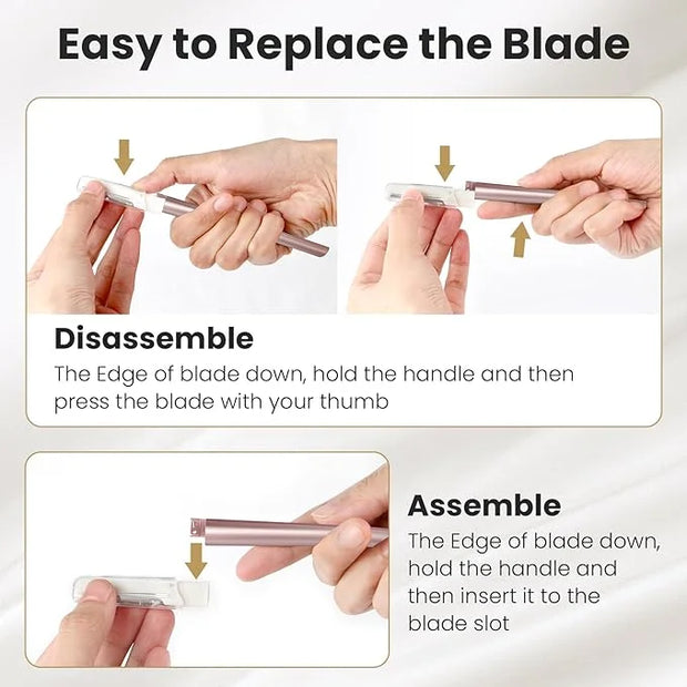 Dermaplaning Tool for Face Exfoliation, with 20 Replaceable Blades, Facial Shaver/Eyebrow Razor, Peach Fuzz Removal Eyebro...
