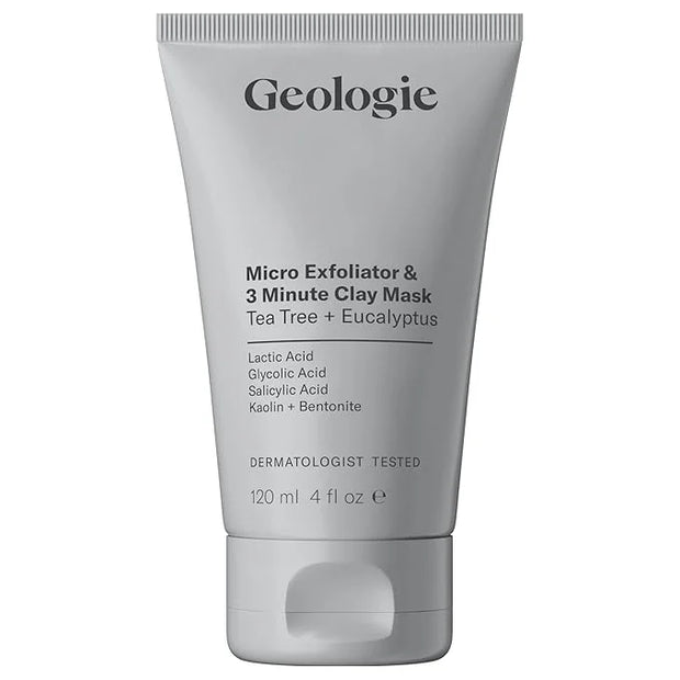 Geologie Micro Exfoliator & Clay Mask | 3-in-1 Deep Cleansing Face Wash, Pore Refining Mask & Skin Exfoliant | Tea Tree & ...