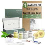 Terra Pure Green Tea Amenity & Accessory Kit | 1 oz Travel Size Shampoo, Conditioner, Lotion, Body Wash, 2 Soap Bars, Shav...