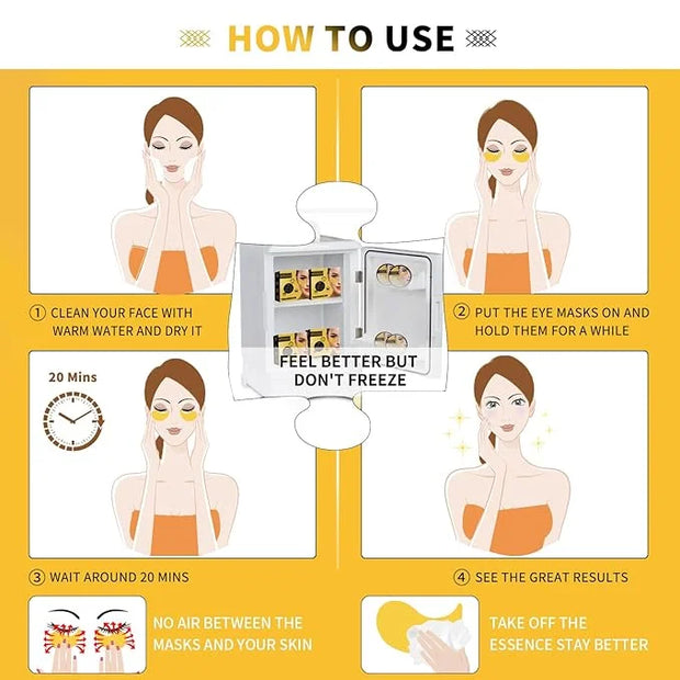 24K Gold Eye Masks for Dark Circles and Puffiness 70PCS, Under Eye Patches Gel Pads for Puffy Eyes Treatment w/Collagen, C...